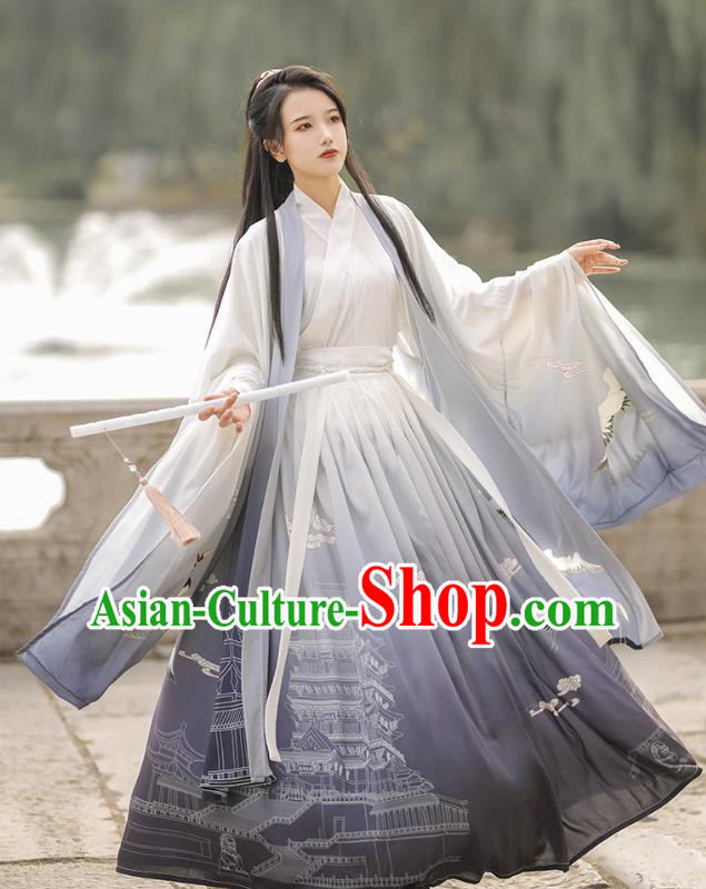 Chinese Hanfu Dresses Ancient Young Man Garment Costumes Wei Dynasty Swordsman Purple Clothing