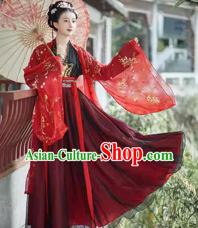 Chinese Tang Dynasty Young Woman Clothing Wedding Hanfu Dresses Ancient Palace Princess Garment Costumes