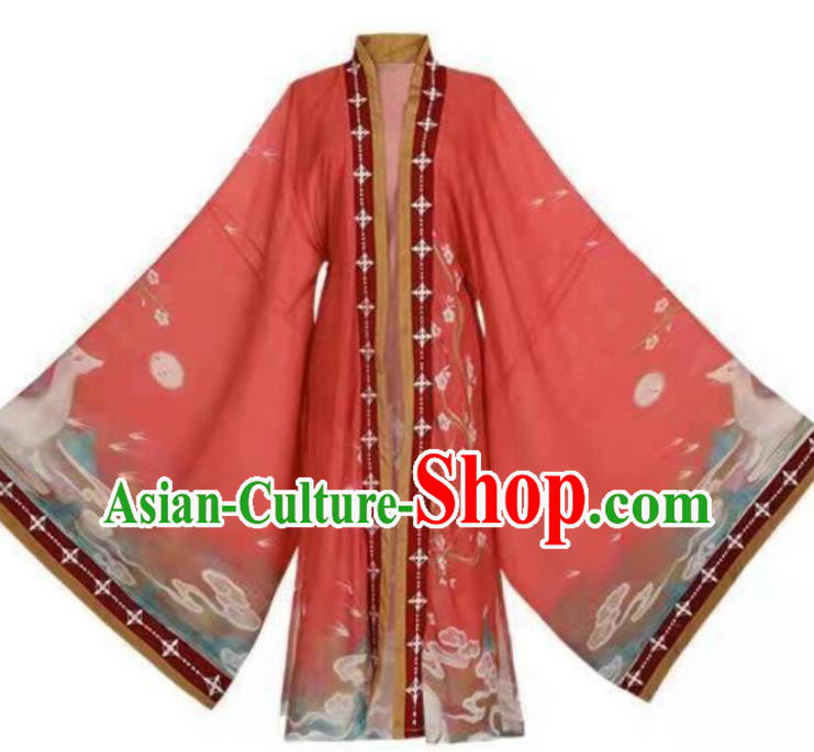 Chinese Ancient Young Swordswoman Clothing Jin Dynasty Princess Garment Costumes Hanfu Red Dresses
