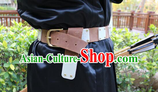 Top Handmade Leather Belt Chinese Tang Dynasty Swordsman Waist Jewelry Ancient Hanfu Accessory
