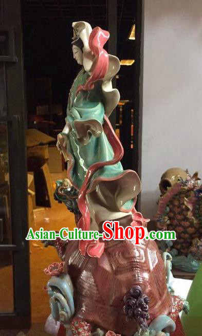 Chinese Shiwan Ceramic Avalokitesvara Sculpture Kwan Yin Figurine South Sea Guan Yin  Statue