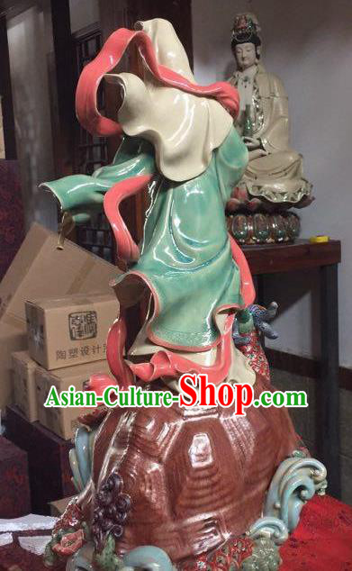 Chinese Shiwan Ceramic Avalokitesvara Sculpture Kwan Yin Figurine South Sea Guan Yin  Statue