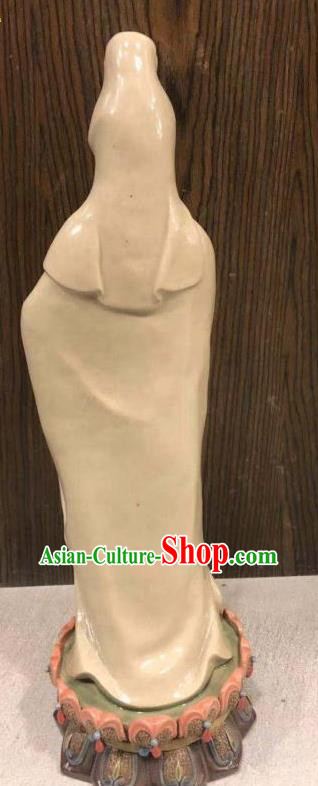 Chinese Guan Yin with Bottle Statue Shiwan Ceramic Avalokitesvara Sculpture Kwan Yin Figurine