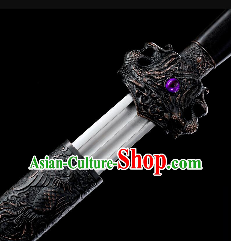 Chinese Ancient Sword Tang Dynasty Knight Sword Handmade Black Sword
