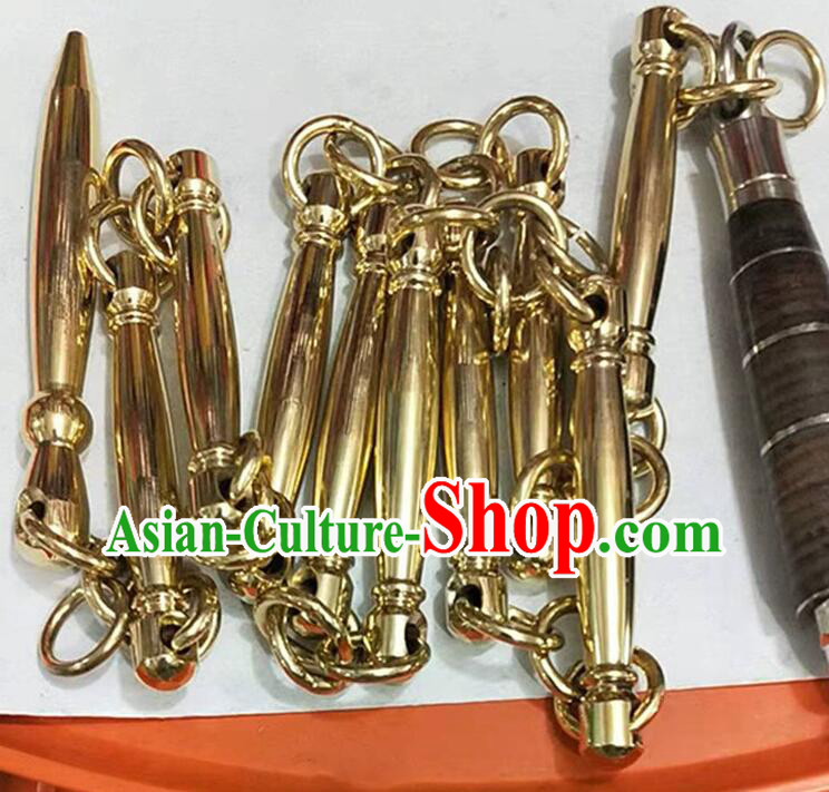 Chinese Kung Fu Prop Top Handmade Brass Nine Section Whip Wushu Martial Arts Performance Whip