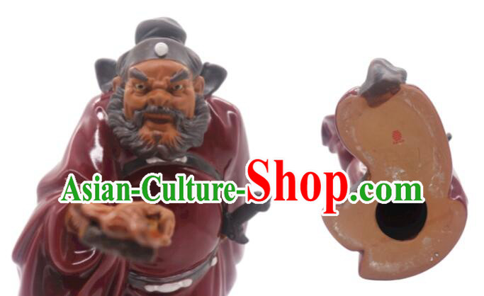 Chinese Hand Made Shi Wan Figurine Ceramics Artistic Zhong Kui Statue Bringing Blessings To Hall