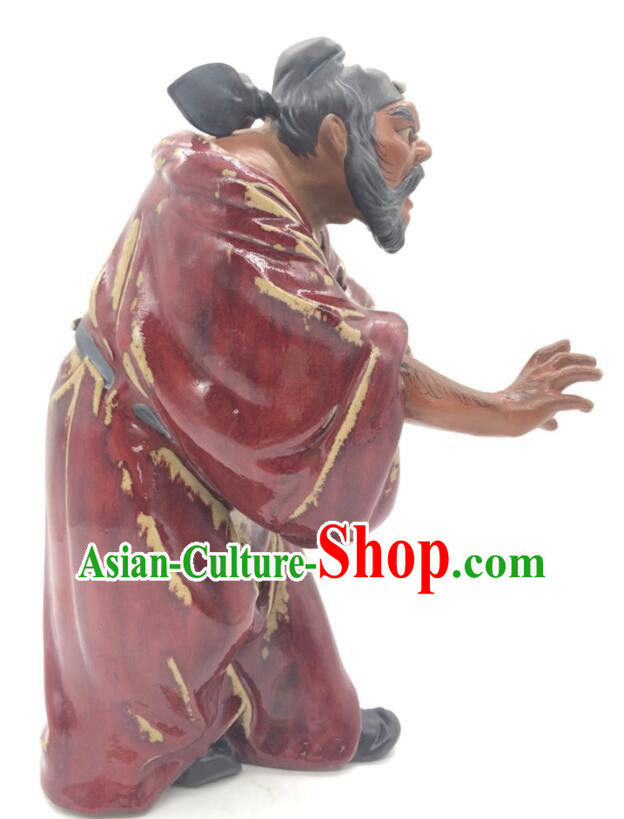 Chinese Ceramics Artistic Zhong Kui Catching Ghost Statue Hand Made Shi Wan Figurine