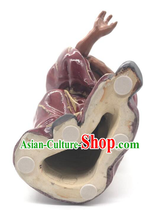 Chinese Ceramics Artistic Zhong Kui Catching Ghost Statue Hand Made Shi Wan Figurine