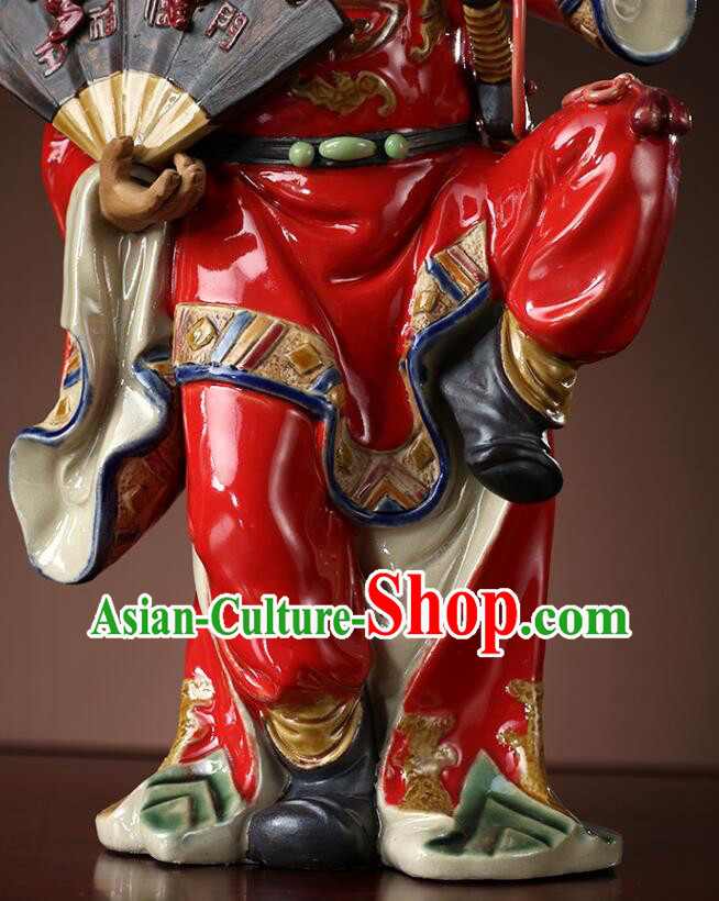Chinese Hand Made Shi Wan Figurine Ceramics Artistic Zhong Kui Leading Luck Statue