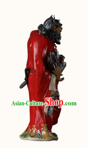 Chinese Hand Made Shi Wan Figurine Ceramics Artistic Zhong Kui Leading Luck Statue