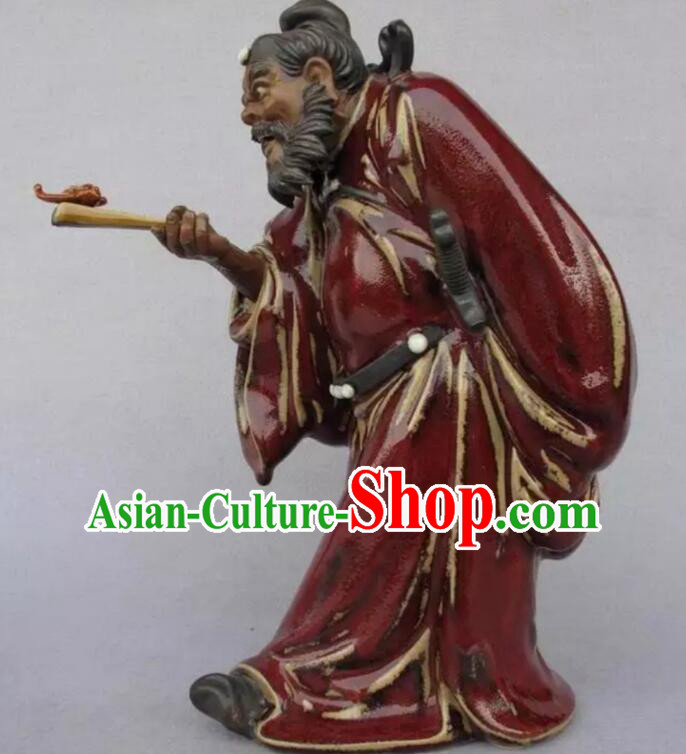 Chinese Hand Made Shi Wan Artistic Ceramics Zhong Kui Statue Bringing Blessings To Hall