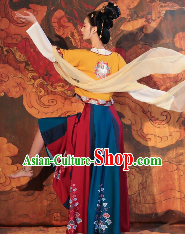 Top Handmade Hanfu Dresses Chinese Tang Dynasty Palace Lady Costumes Ancient Flying Apsaras Clothing