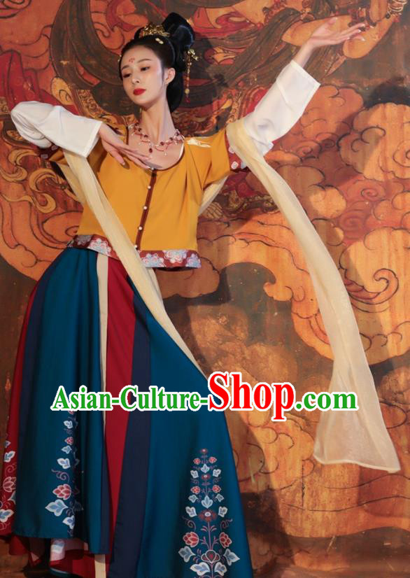 Top Handmade Hanfu Dresses Chinese Tang Dynasty Palace Lady Costumes Ancient Flying Apsaras Clothing