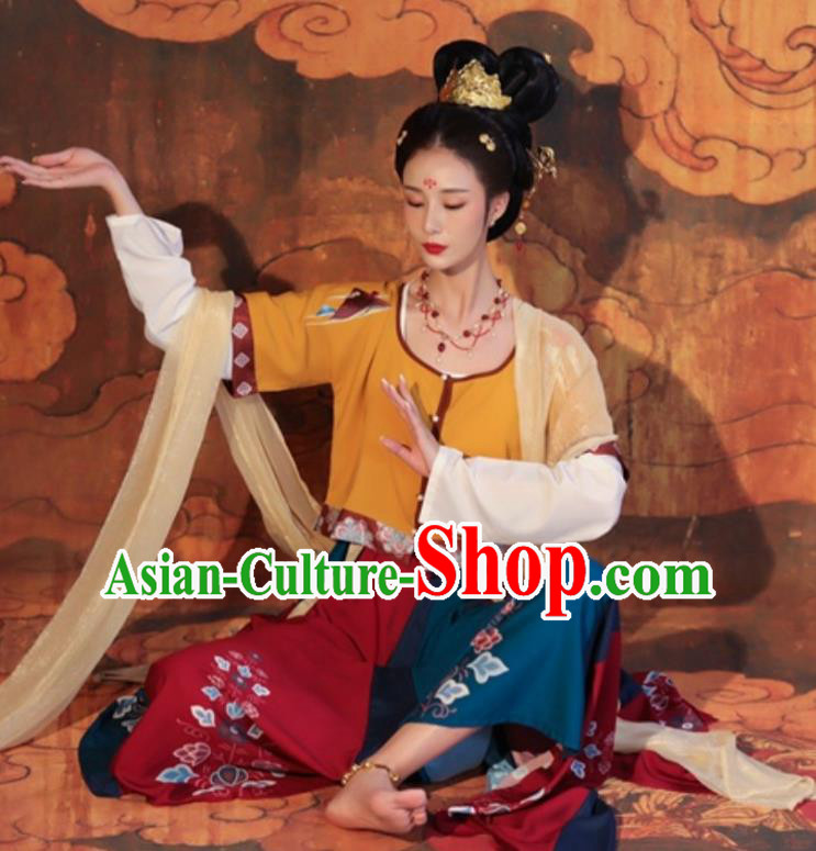 Top Handmade Hanfu Dresses Chinese Tang Dynasty Palace Lady Costumes Ancient Flying Apsaras Clothing