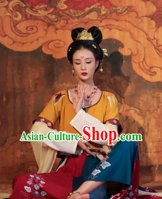 Top Handmade Hanfu Dresses Chinese Tang Dynasty Palace Lady Costumes Ancient Flying Apsaras Clothing