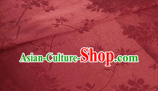 Chinese Traditional Jacquard Fabric Classical Plum Blossom Patterns Design Red Satin Silk