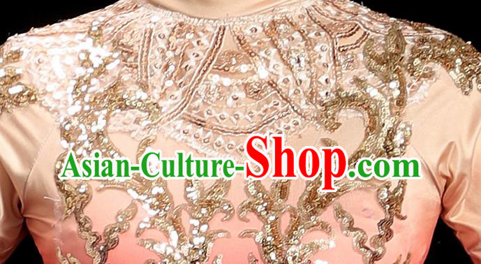 Professional Chorus Performance Costume Opening Dance Orange Dress Women Group Dance Clothing