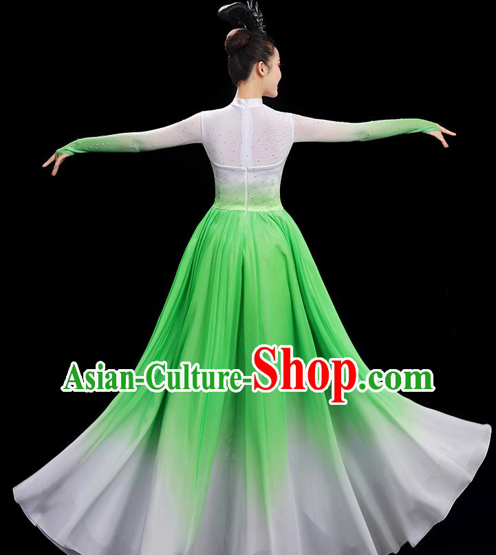 Chinese Umbrella Dance Costume Spring Festival Gala Dance Green Dress Women Chorus Clothing
