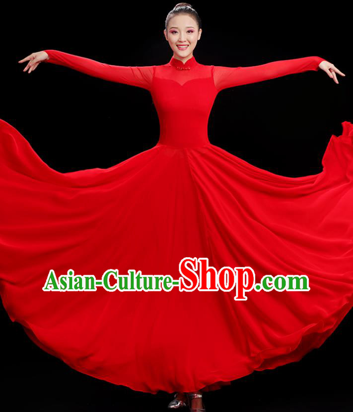 Chinese Classical Dance Costume Opening Dance Red Dress Women Group Chorus Clothing