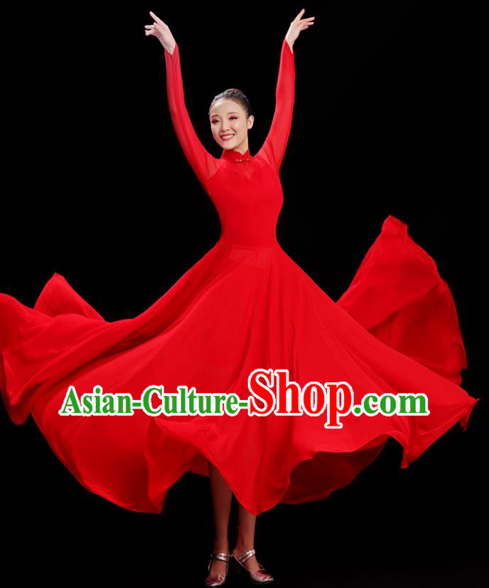 Chinese Classical Dance Costume Opening Dance Red Dress Women Group Chorus Clothing