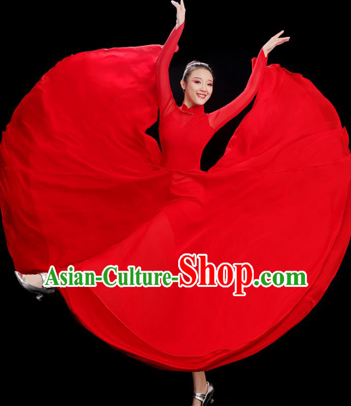 Chinese Classical Dance Costume Opening Dance Red Dress Women Group Chorus Clothing