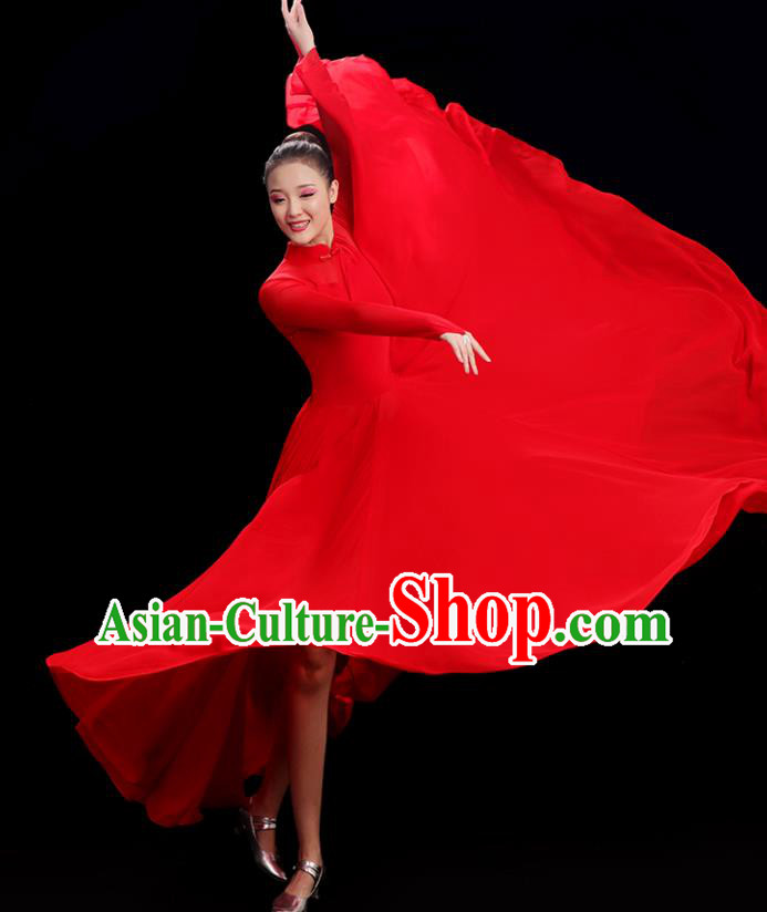 Chinese Classical Dance Costume Opening Dance Red Dress Women Group Chorus Clothing