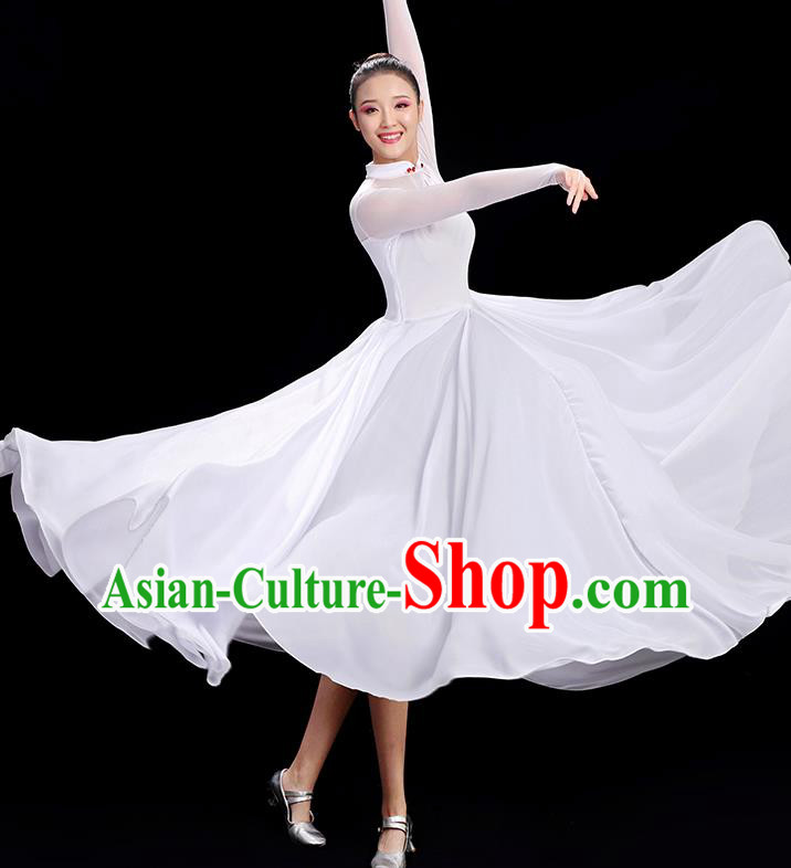 Chinese Women Group Chorus Clothing Classical Dance Costume Opening Dance White Dress