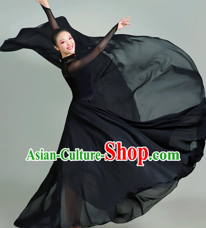 Chinese Opening Dance Black Dress Women Group Chorus Clothing Classical Dance Costume