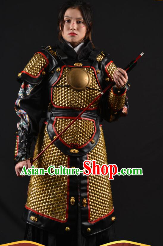 Ancient Ming Dynasty Hauberk Chain Armor Chinese General Armor Costumes Complete Set