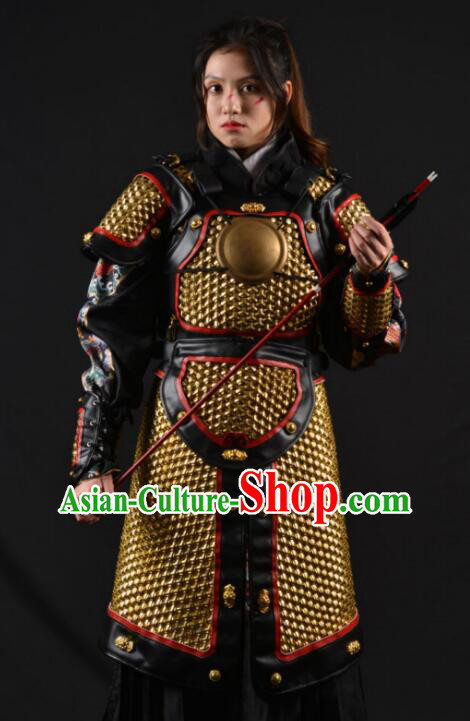 Ancient Ming Dynasty Hauberk Chain Armor Chinese General Armor Costumes Complete Set