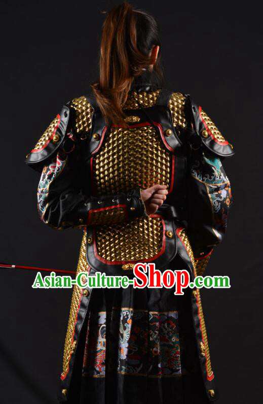 Ancient Ming Dynasty Hauberk Chain Armor Chinese General Armor Costumes Complete Set