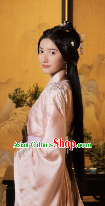 Chinese Ancient Royal Princess Clothing TV Series Love Like The Galaxy Wang Ling Pink Dresses Han Dynasty Court Infanta Garment Costumes
