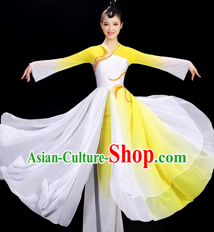 Chinese Yangko Dance Yellow Outfit Folk Dance Clothing Women Dancing Competition Fashion Fan Dance Show Costume