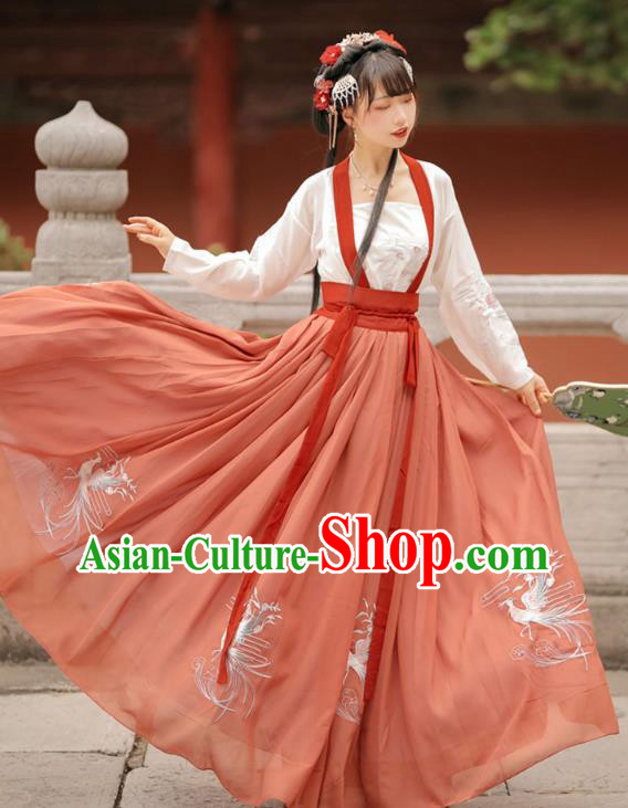 China Song Dynasty Princess Red Dresses Traditional Hanfu Garments Ancient Court Woman Costumes