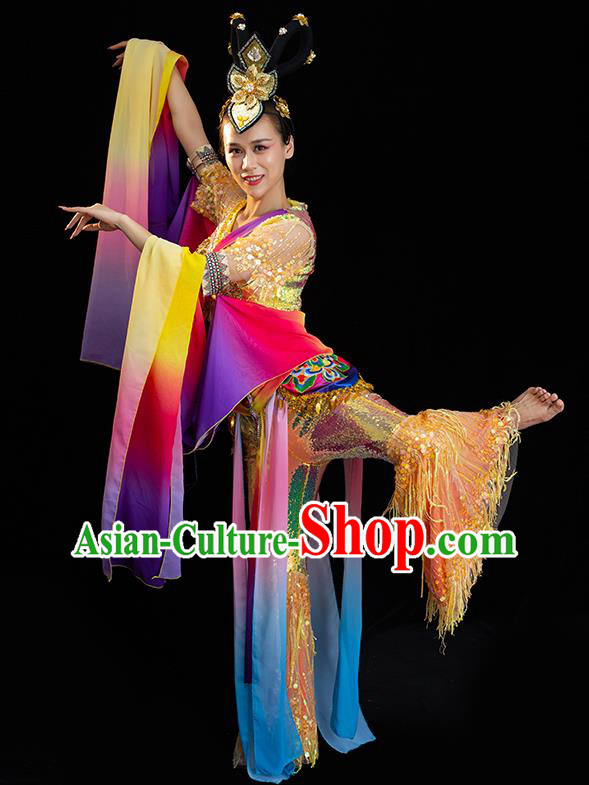 China Classical Dance Clothing Dunhuang Flying Apsaras Dress Women Group Show Costume