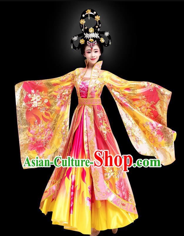 China Ancient Empress Clothing Woman Stage Show Costume Tang Dynasty Queen Wu Zetian Costume