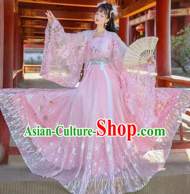 China Ancient Court Princess Clothing Traditional Pink Hanfu Dresses Tang Dynasty Empress Costumes