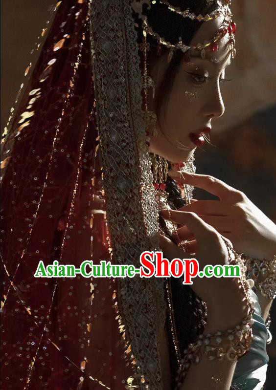 China Dunhuang Flying Apsaras Costumes Photography Hanfu Garments Ancient Ethnic Princess Blue Dresses