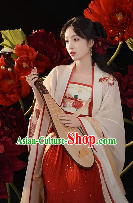 China Hanfu Ruqun Tang Dynasty Royal Princess Costumes Ancient Imperial Consort Yang Yuhuan Embroidered Clothing