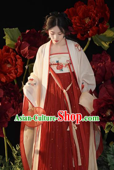 China Hanfu Ruqun Tang Dynasty Royal Princess Costumes Ancient Imperial Consort Yang Yuhuan Embroidered Clothing