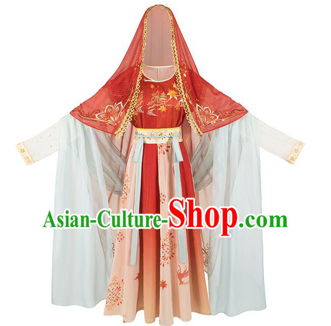 China Ancient Dunhuang Princess Embroidered Clothing Hanfu Dress Tang Dynasty Princess Costumes