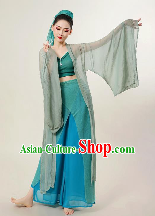 China Classical Dance Costume Legend of the White Snake Xiao Qing Fashion Fan Dance Green Outfit Woman Solo Dance Clothing