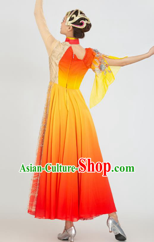 Top Opening Dance Fashion Modern Dance Red Dress Women Group Dance Clothing Chorus Costume