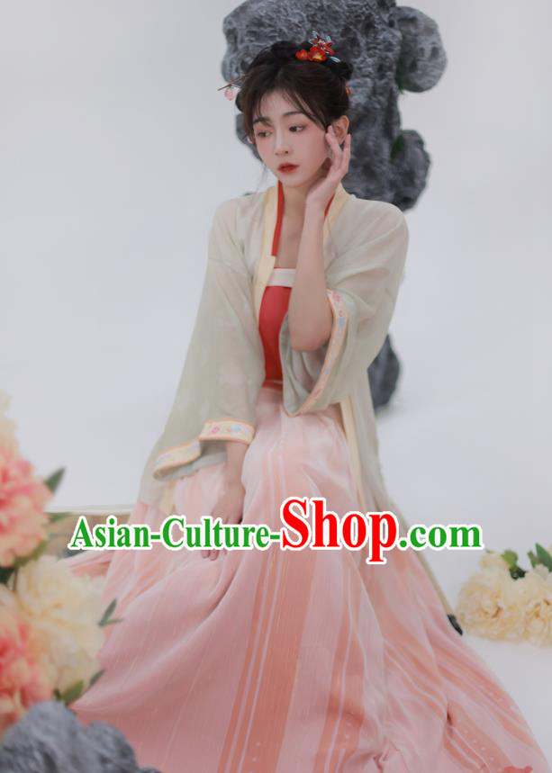 China Traditional Female Hanfu Dress Ancient Young Lady Costumes Song Dynasty Embroidered Clothing Complete Set