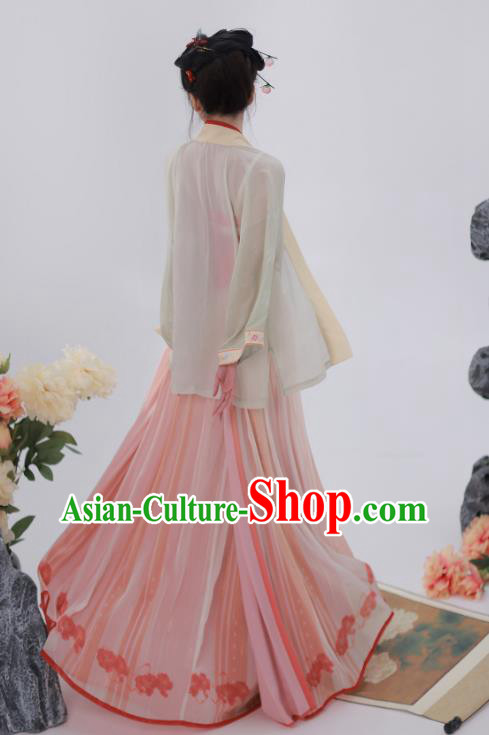 China Traditional Female Hanfu Dress Ancient Young Lady Costumes Song Dynasty Embroidered Clothing Complete Set