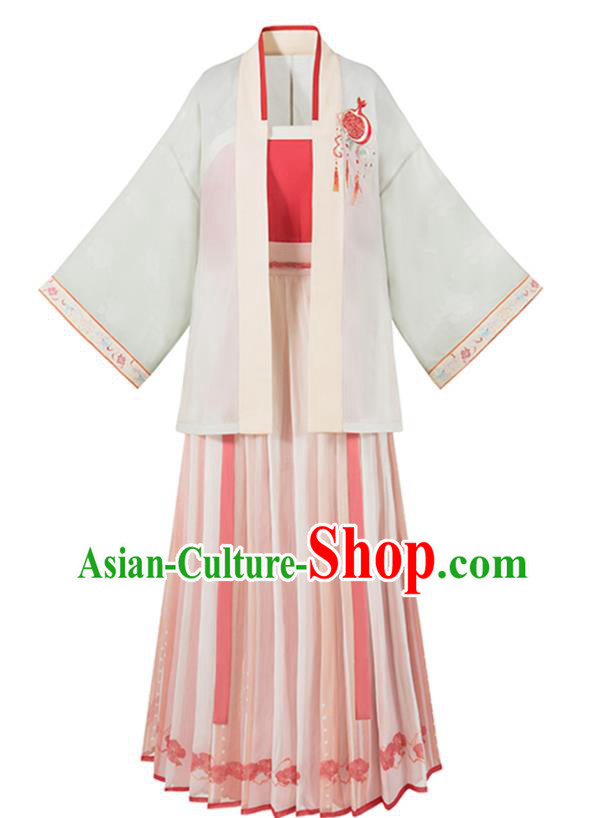 China Traditional Female Hanfu Dress Ancient Young Lady Costumes Song Dynasty Embroidered Clothing Complete Set