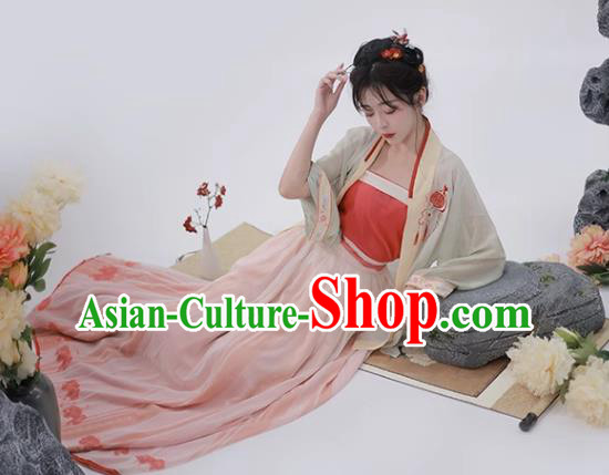 China Traditional Female Hanfu Dress Ancient Young Lady Costumes Song Dynasty Embroidered Clothing Complete Set