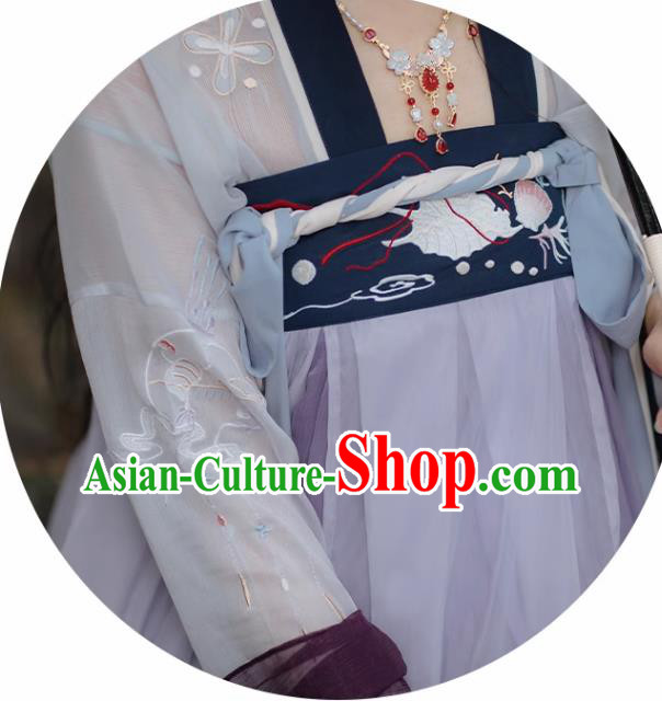 China Tang Dynasty Princess Lilac Dresses Ancient Fairy Garment Costumes Hanfu Clothing