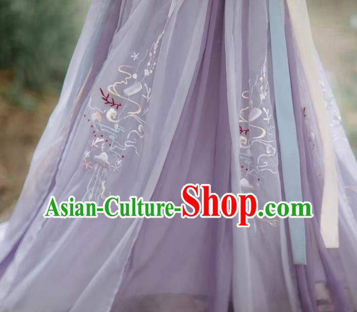 China Tang Dynasty Princess Lilac Dresses Ancient Fairy Garment Costumes Hanfu Clothing