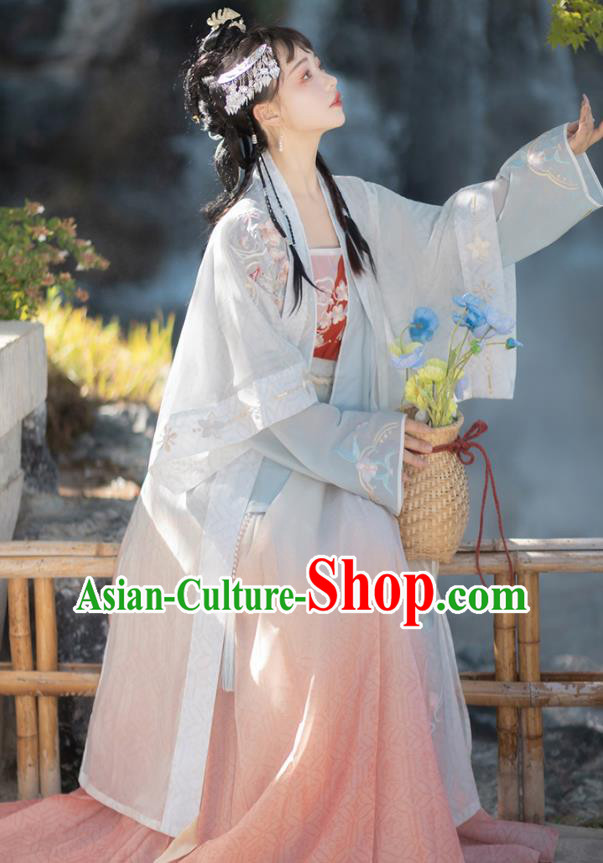 China Ancient Young Woman Garment Costumes Hanfu Clothing Song Dynasty Princess Dresses